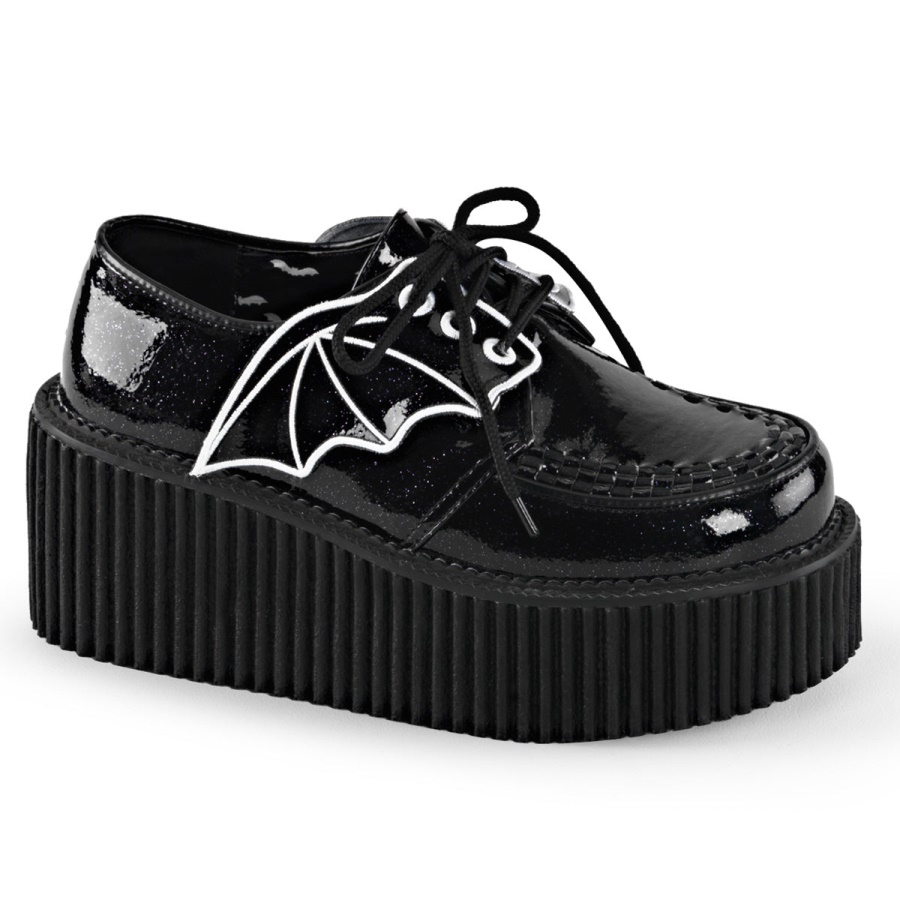 creeper_205_black_glitter_vinyl_demonia.jpg Creeper-205 Black Glitter Vinyl Demonia - Image 1