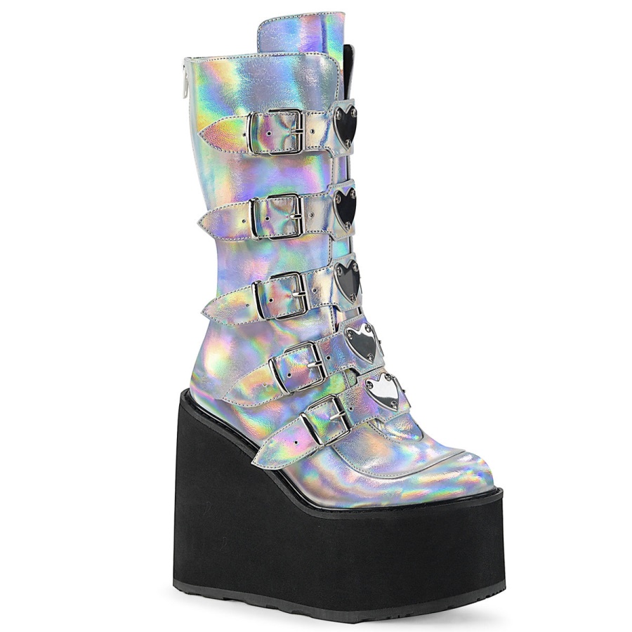 swing_230_demonia_silver_hologram_vegan_leather.jpg Swing-230 Demonia Silver Hologram Vegan Leather - Image 1