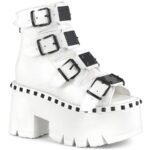 Ashes-70 White Vegan Leather Demonia