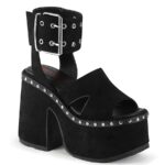Camel-102 Black Vegan Suede Demonia