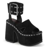 Camel-102 Black Vegan Suede Demonia - Image 6