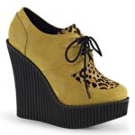 Creeper-304 Demonia Mustard Vegan Suede-Animal
