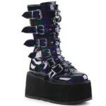 Damned-225 Black Hologram Vegan Leather Demonia