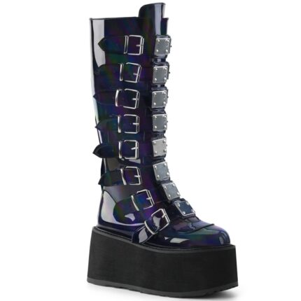 Damned-318 Black Hologram Vegan Leather Demonia