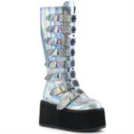 Damned-318 Silver Hologram Vegan Leather Demonia - Image 6