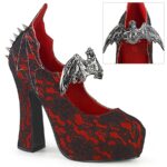 Demon-18 Demonia Red Satin-Black Lace