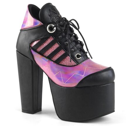 Demonia Black Vegan Leather-Pink Hologram Torment-216