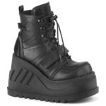 Demonia Black Vegan Leather Stomp-13
