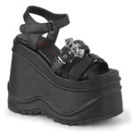 Demonia Black Vegan Leather Wave-13