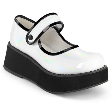 Demonia White Holo Patent Sprite-01