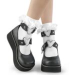 Demonia White Nylon Ruffle Lace Sock - Image 3