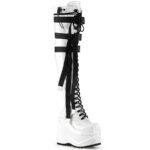 Demonia White Stretch Patent Wave-315