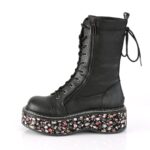 Emily-350 Black Vegan Leather-Floral Fabric Demonia - Image 4