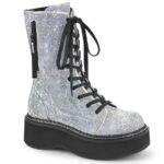 Emily-362 Silver Vegan Leather-Rhinstone Demonia
