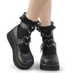 Ruffle Lace Sock Black Nylon Demonia