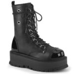 Slacker-150 Black Vegan Leather-Patent Demonia - Image 6