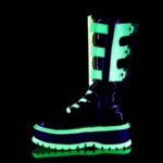 Slacker-156 Demonia Black Patent-U V Neon Green - Image 4