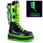Slacker-156 Demonia Black Patent-U V Neon Green - Image 6