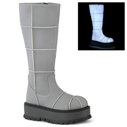 Slacker-230 Demonia Gray Reflective Vegan Leather