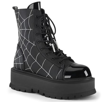 Slacker-88 Black Vegan Leather-Patent Demonia