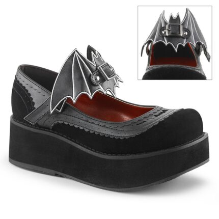 Sprite-09 Black Vegan Leather-Velvet Demonia