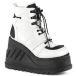 Stomp-13 White Vegan Leather Demonia