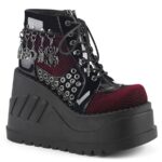 Stomp-18 Black Burgundy Velvet Demonia