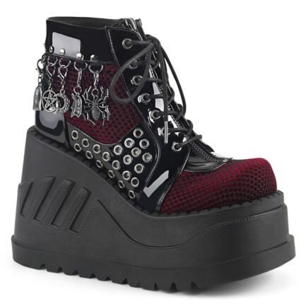 Stomp-18 Black Burgundy Velvet Demonia