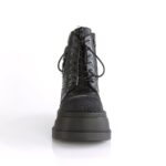 Stomp-18 Demonia Black Vegan Leather-Gray Velvet - Image 3