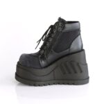 Stomp-18 Demonia Black Vegan Leather-Gray Velvet - Image 4