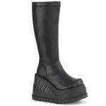 Stomp-200 Black Stretch Vegan Leather Demonia