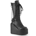 Swing-150 Black Stretch Vegan Leather Demonia