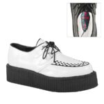 V-Creeper-502 White Vegan Leather Demonia