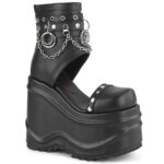 Wave-22 Black Vegan Leather Demonia