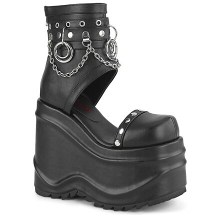 Wave-22 Black Vegan Leather Demonia