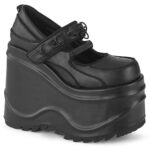 Wave-48 Black Vegan Leather Demonia